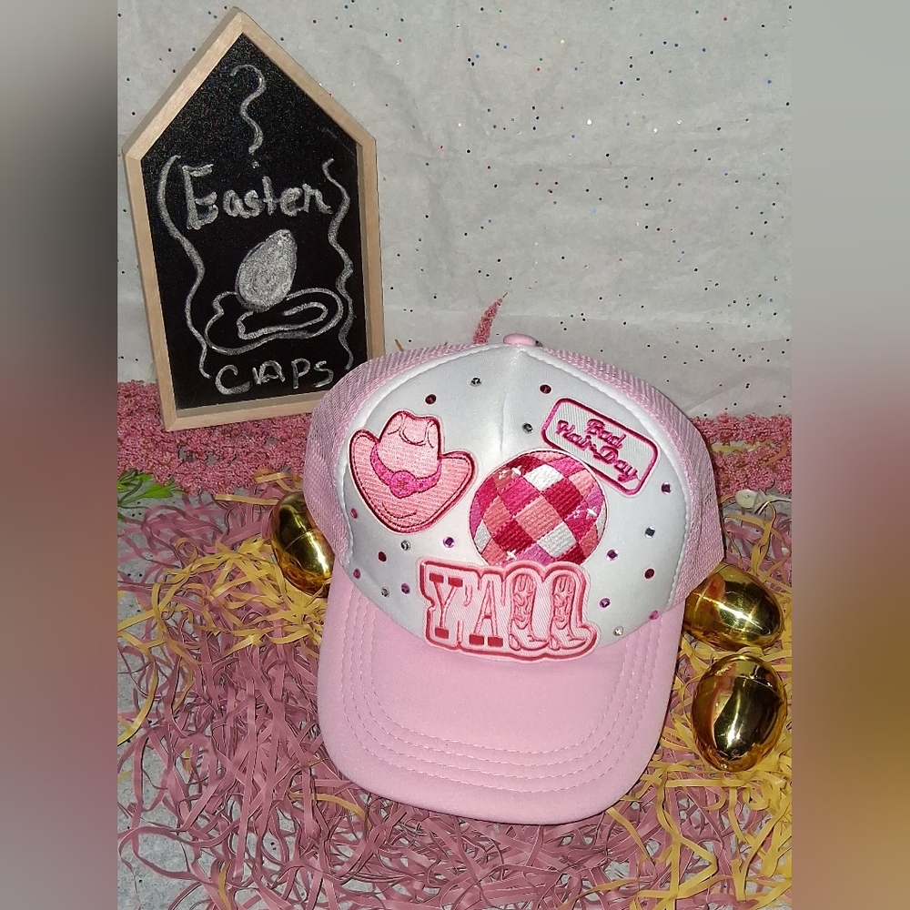 Y'ALL Stylish Pink trucker hat. NWOT! MADE TO ORDER. *NEVER DUPLICATED* - Picture 1 of 2